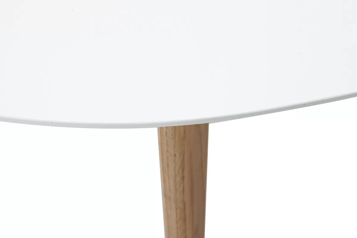 Miliboo Table basse ovale scandinave blanc et bois clair chêne L120 cm EKKA