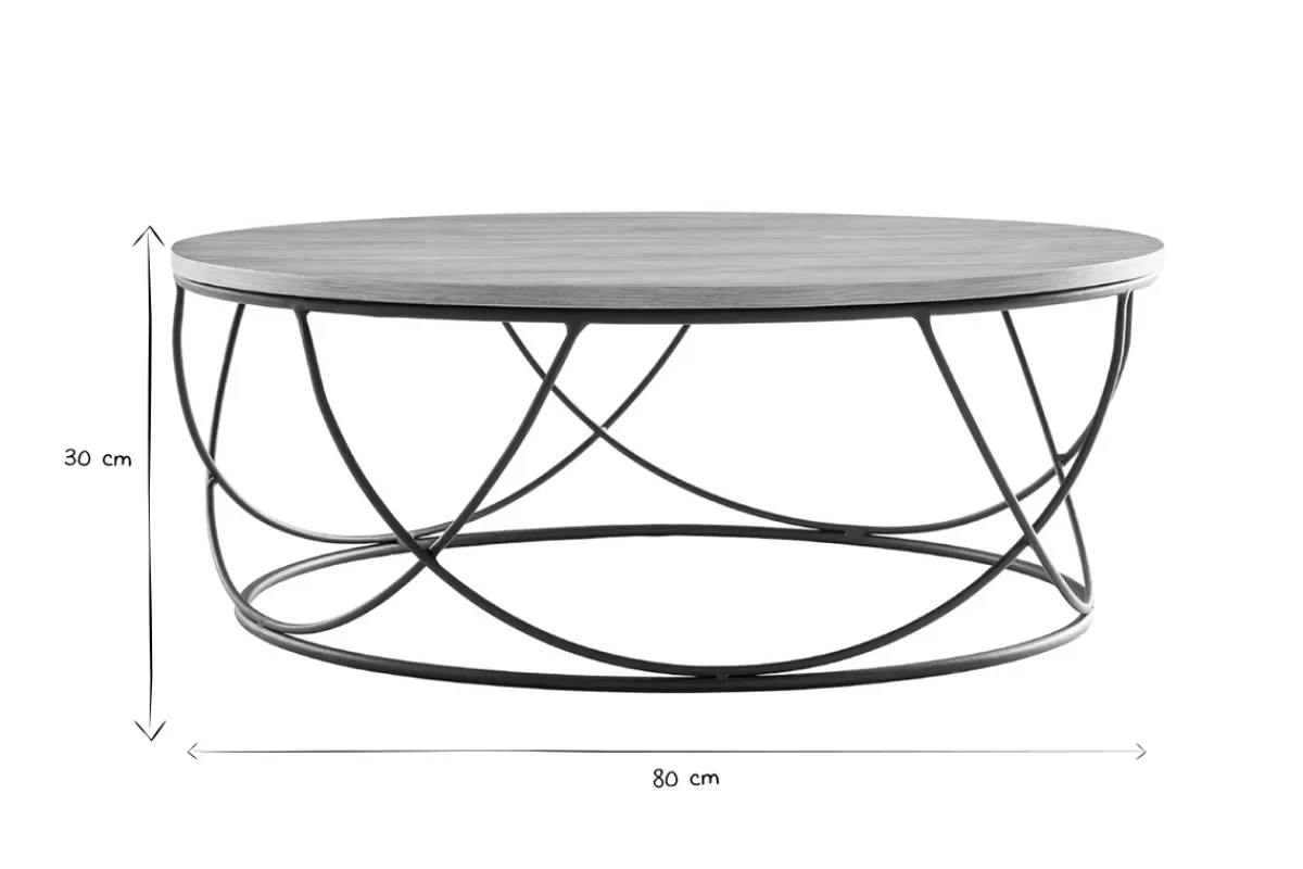 Miliboo Table basse ronde bois clair chêne et métal noir D80 cm LACE