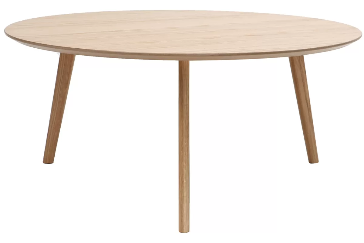Miliboo Table basse ronde scandinave bois clair chêne D90 cm ORKAD
