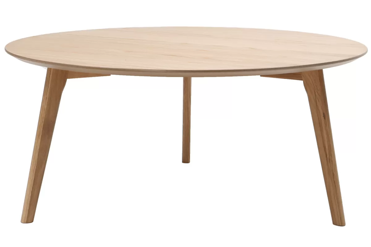Miliboo Table basse ronde scandinave bois clair chêne D90 cm ORKAD