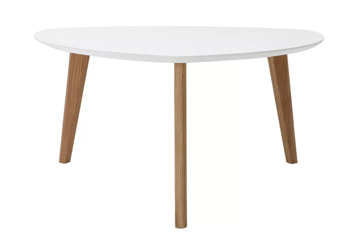 Miliboo Table basse scandinave blanc et bois clair chêne L80 cm EKKA