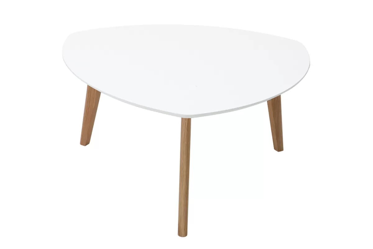 Miliboo Table basse scandinave blanc et bois clair chêne L80 cm EKKA