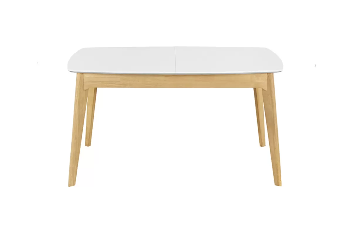 Miliboo Table extensible rallonges intégrées rectangulaire blanc et bois L140-180 cm MEENA