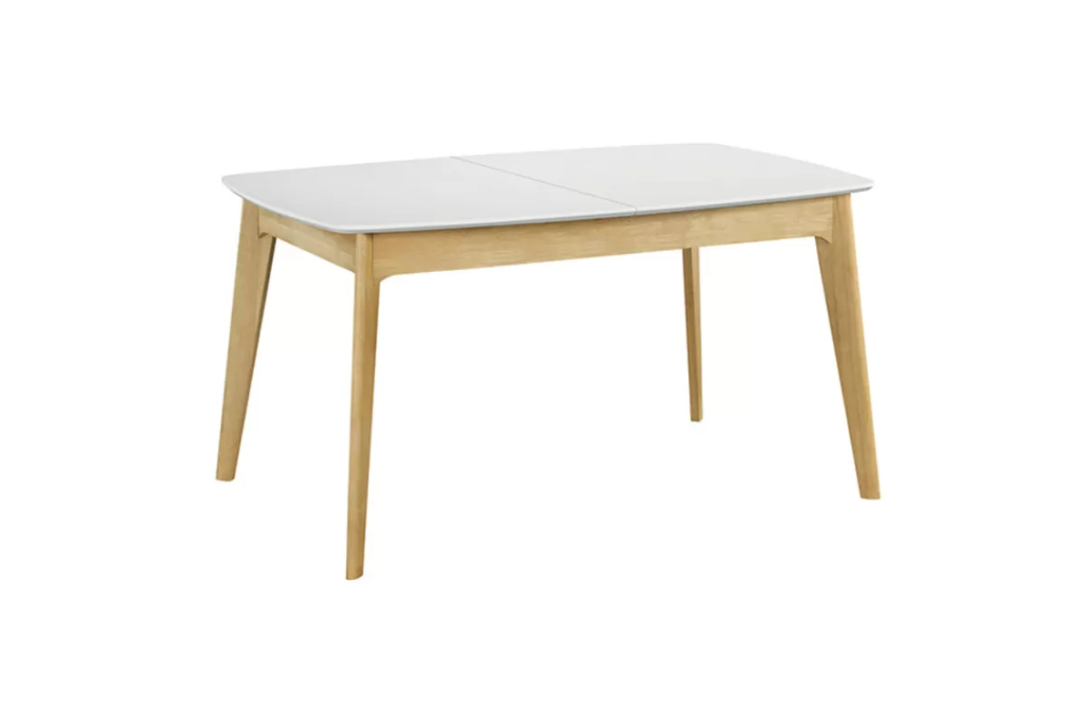 Miliboo Table extensible rallonges intégrées rectangulaire blanc et bois L140-180 cm MEENA