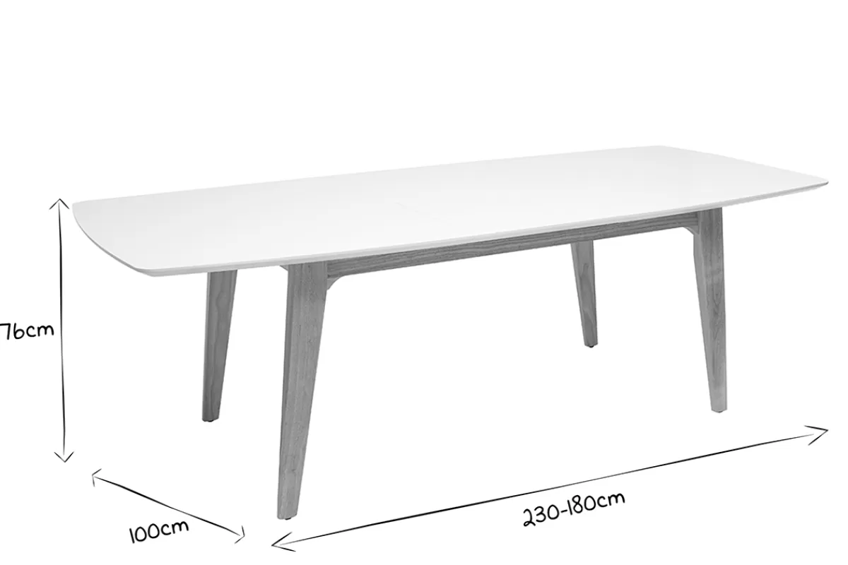Miliboo Table extensible rallonges intégrées rectangulaire en bois blanc et clair chêne L180-230 cm FIFTIES