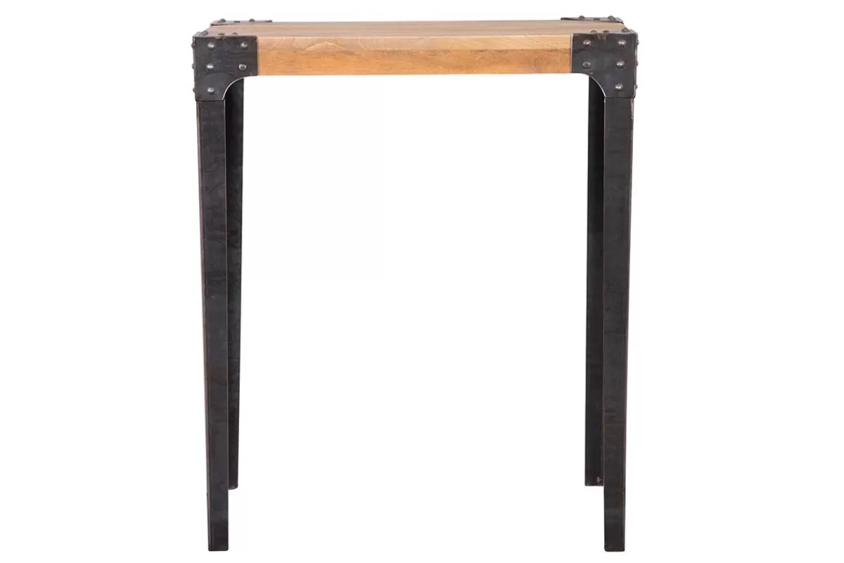 Miliboo Table haute industrielle rectangulaire en bois manguier massif et métal L88 cm MADISON