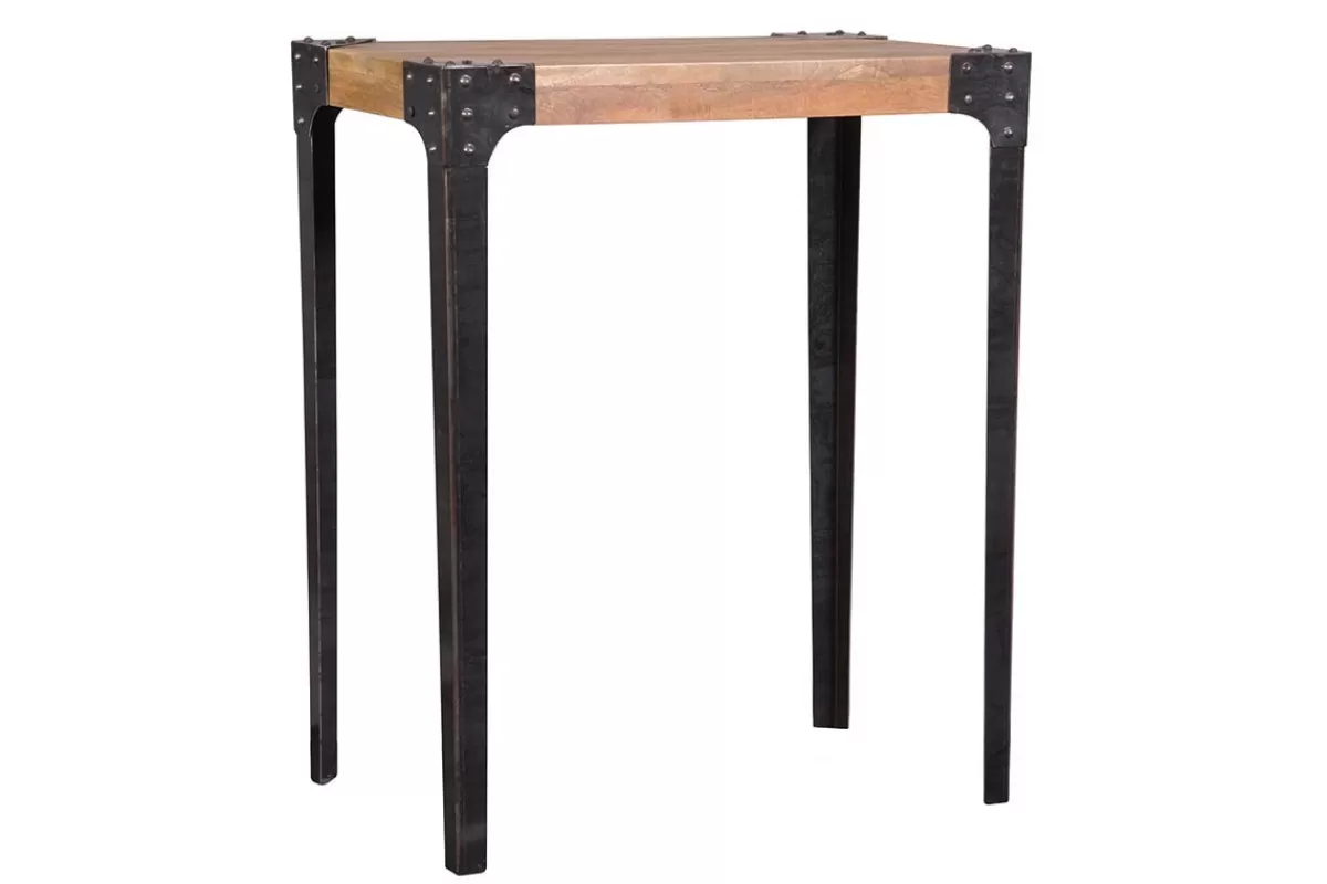 Miliboo Table haute industrielle rectangulaire en bois manguier massif et métal L88 cm MADISON