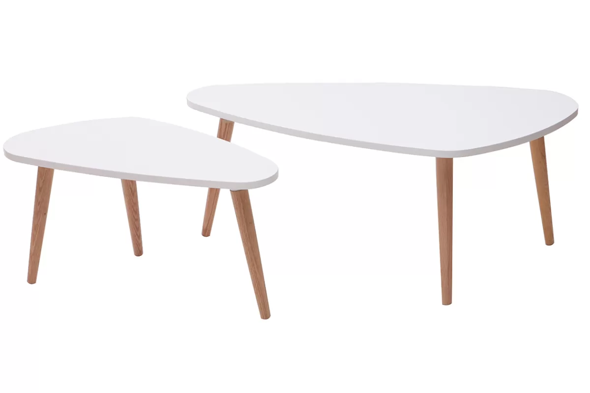Miliboo Tables basses gigognes scandinaves blanc et bois clair chêne massif (lot de 2) ARTIK