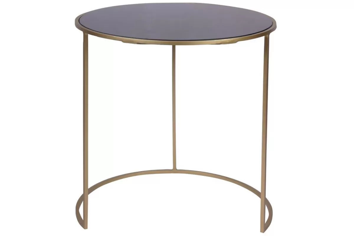 Miliboo Tables d'appoint gigognes en verre teinté noir et métal doré (lot de 2) JANE
