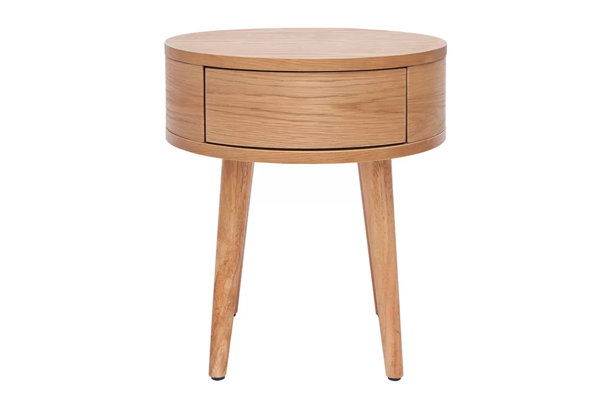 Miliboo Tables de chevet rondes en bois clair avec tiroir D45 cm (lot de 2) JUDITH