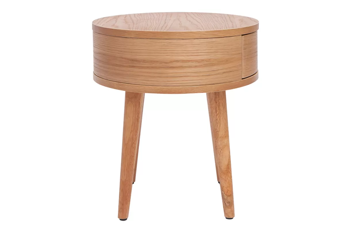 Miliboo Tables de chevet rondes en bois clair avec tiroir D45 cm (lot de 2) JUDITH