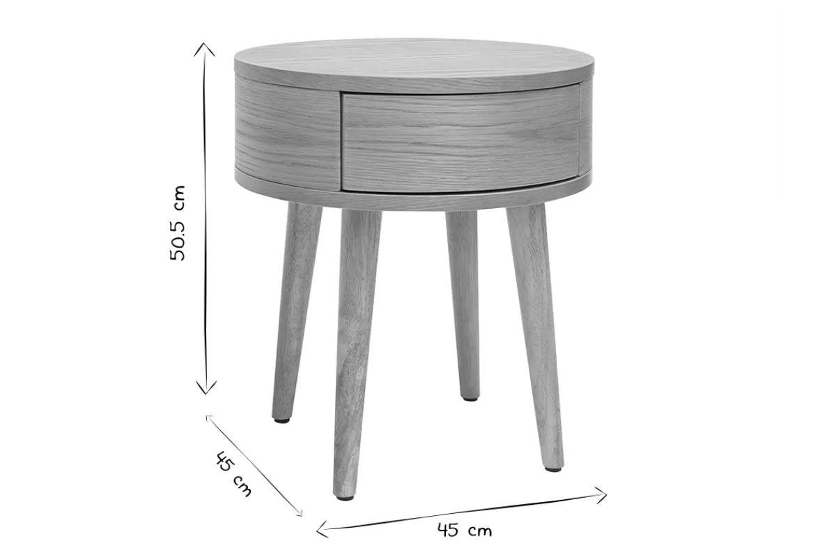 Miliboo Tables de chevet rondes en bois clair avec tiroir D45 cm (lot de 2) JUDITH