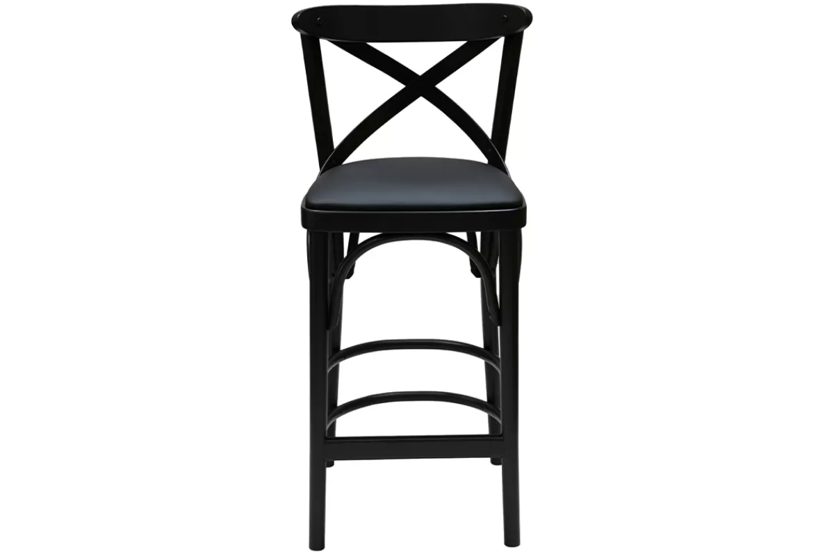 Miliboo Tabouret de bar bistrot hêtre massif noir H65 cm MARCEL
