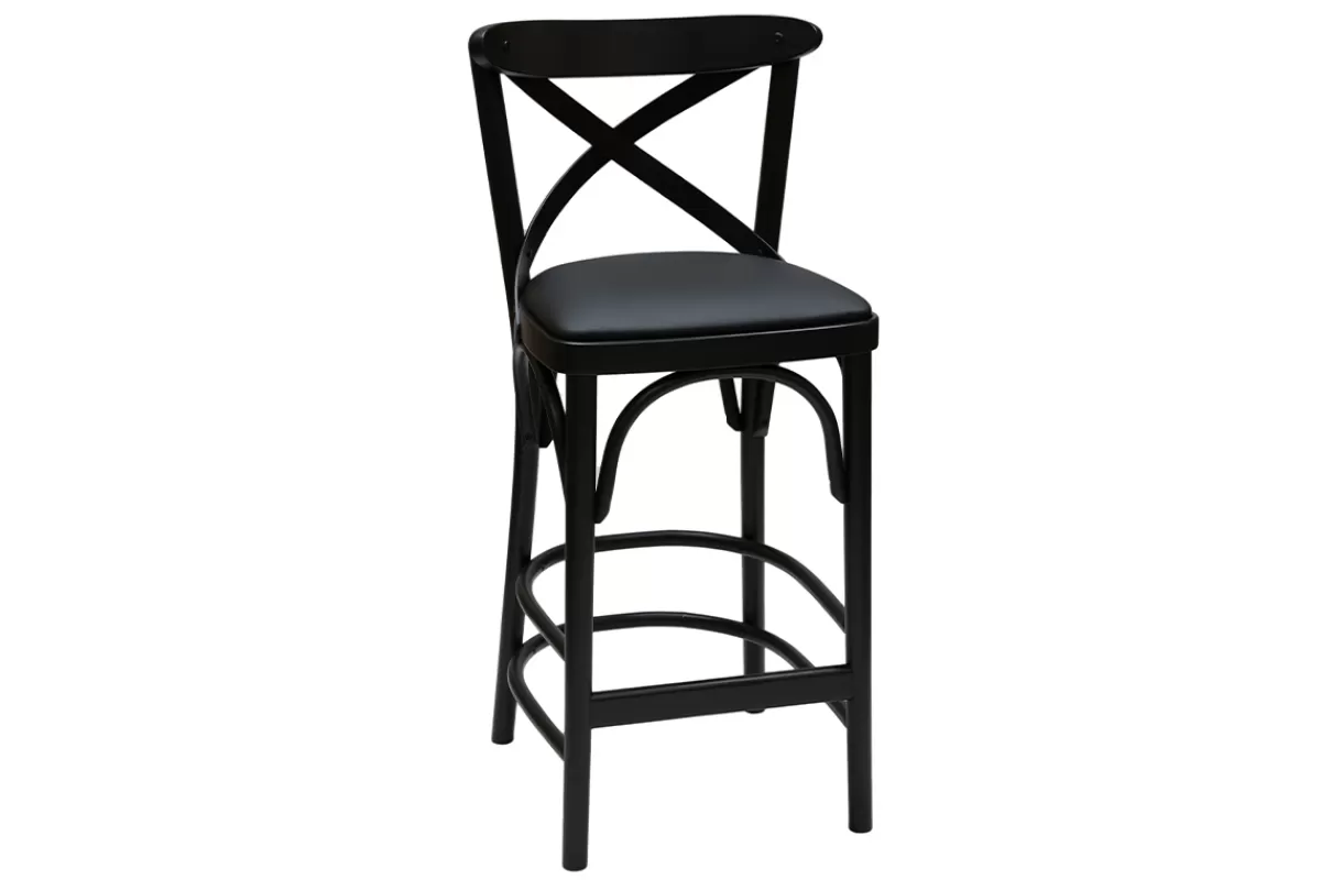 Miliboo Tabouret de bar bistrot hêtre massif noir H65 cm MARCEL
