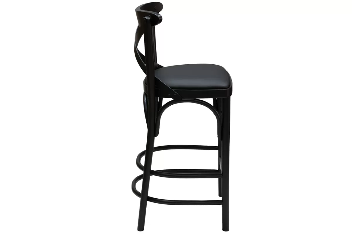 Miliboo Tabouret de bar bistrot hêtre massif noir H65 cm MARCEL