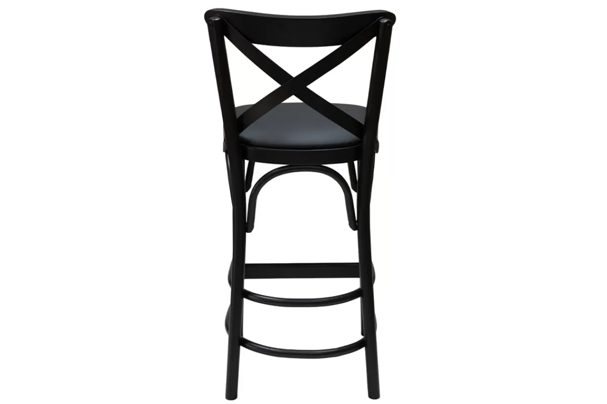 Miliboo Tabouret de bar bistrot hêtre massif noir H65 cm MARCEL