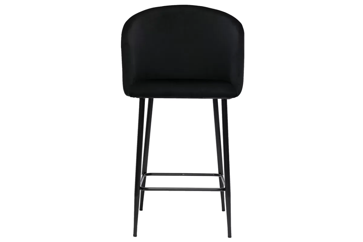 Miliboo Tabouret de bar design en velours noir H68 cm VANITY