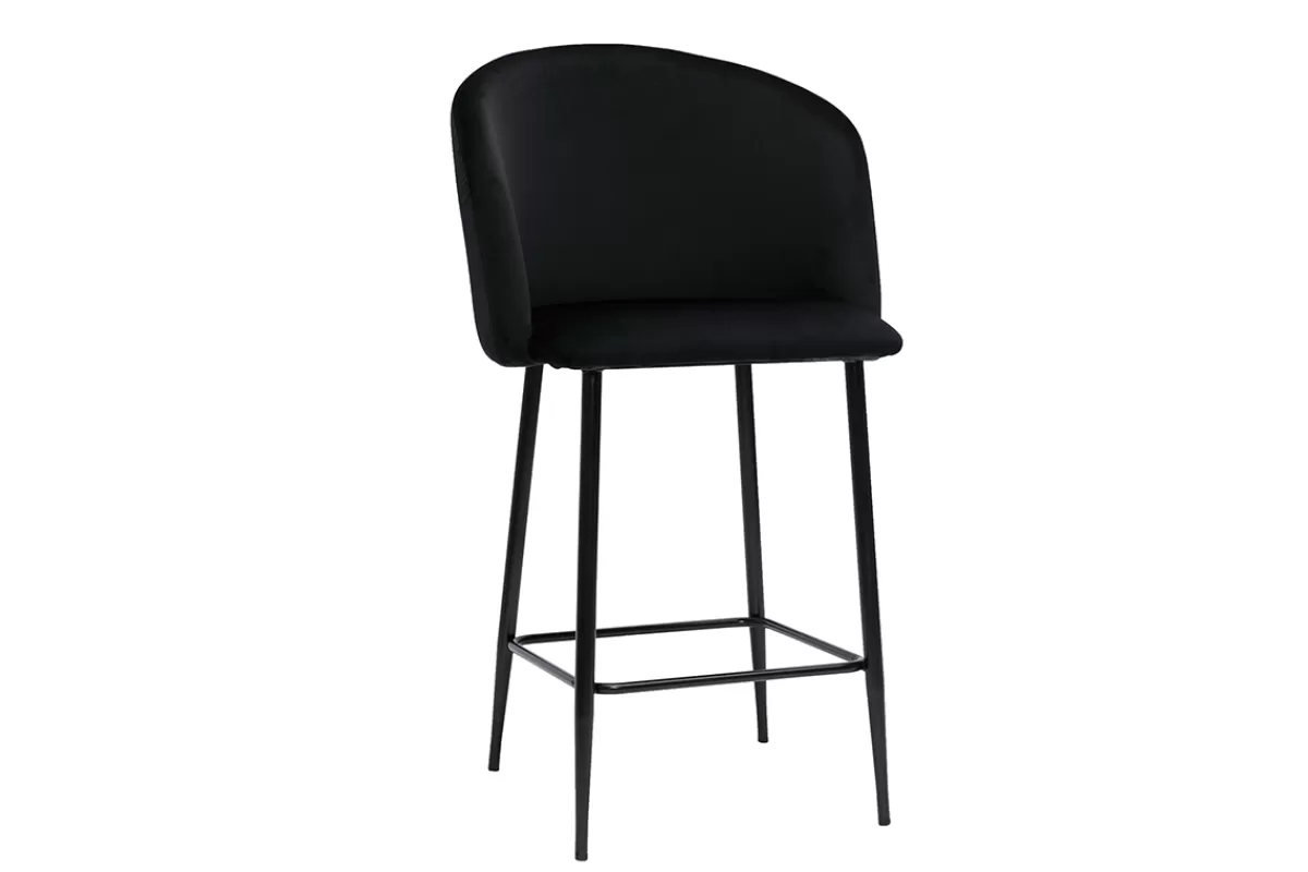 Miliboo Tabouret de bar design en velours noir H68 cm VANITY