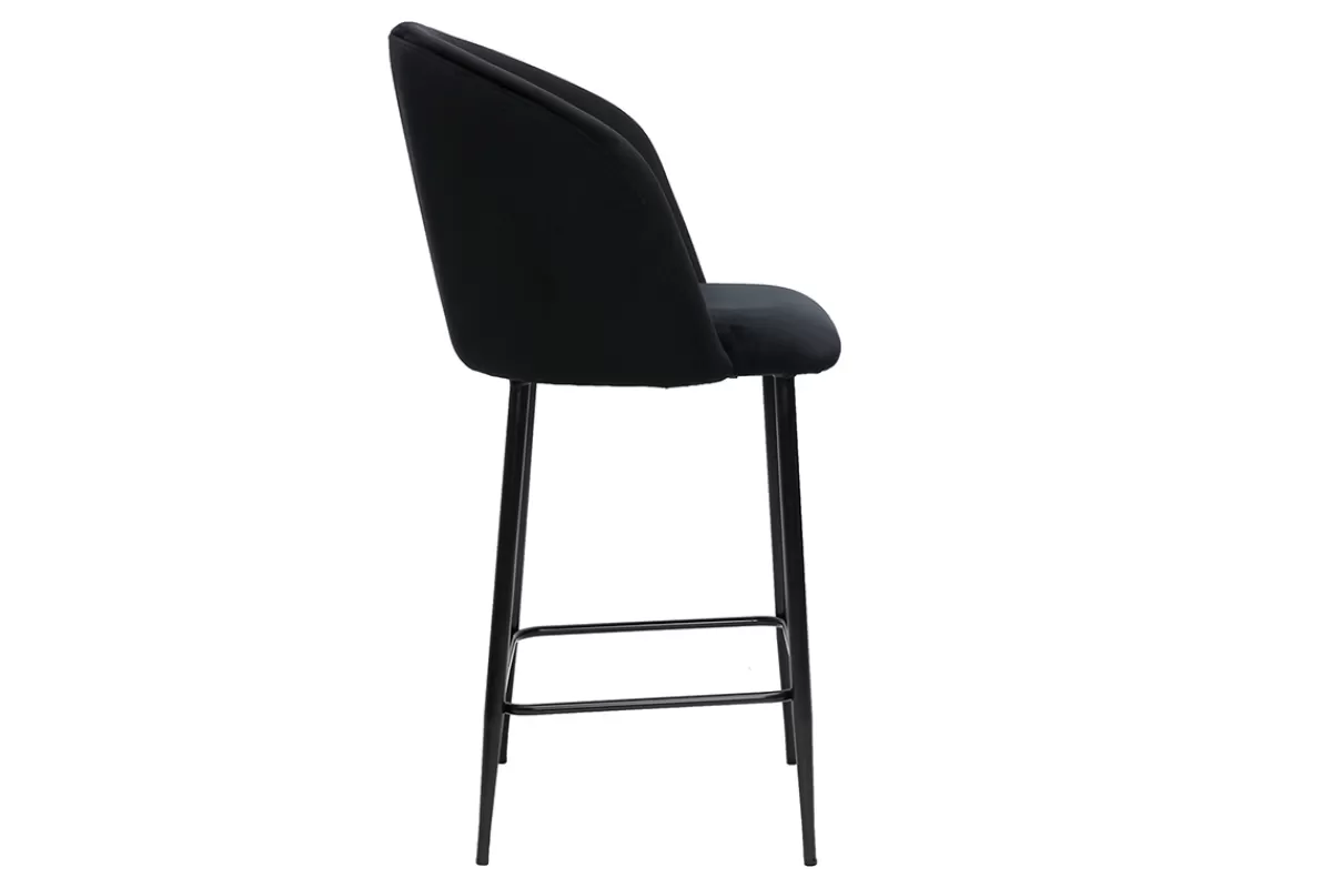 Miliboo Tabouret de bar design en velours noir H68 cm VANITY