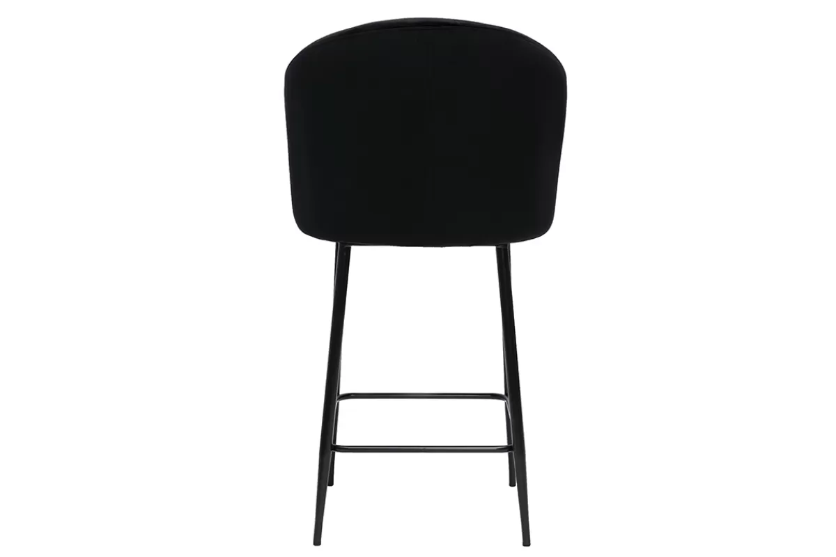 Miliboo Tabouret de bar design en velours noir H68 cm VANITY