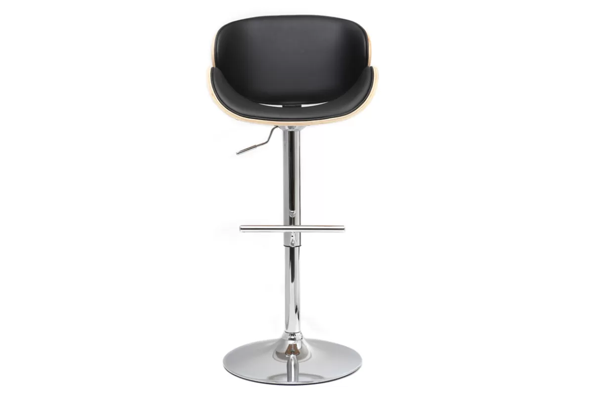 Miliboo Tabouret de bar design noir et bois clair WALNUT