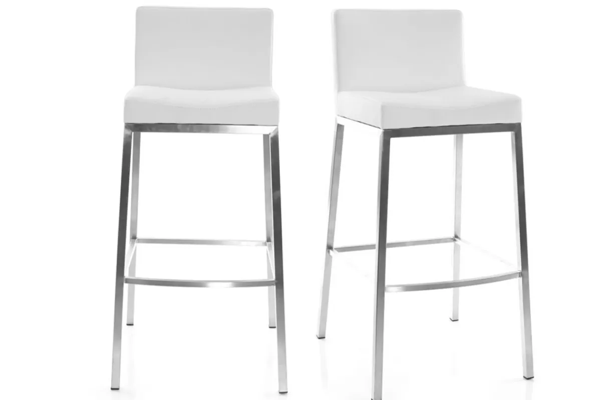 Miliboo Tabourets de bar design blancs 76 cm EPSILON (lot de 2)