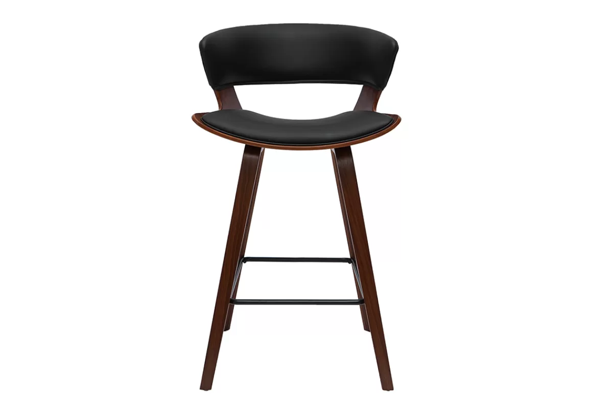 Miliboo Tabourets de bar design noir et bois foncé H65 cm (lot de 2) SYRAH