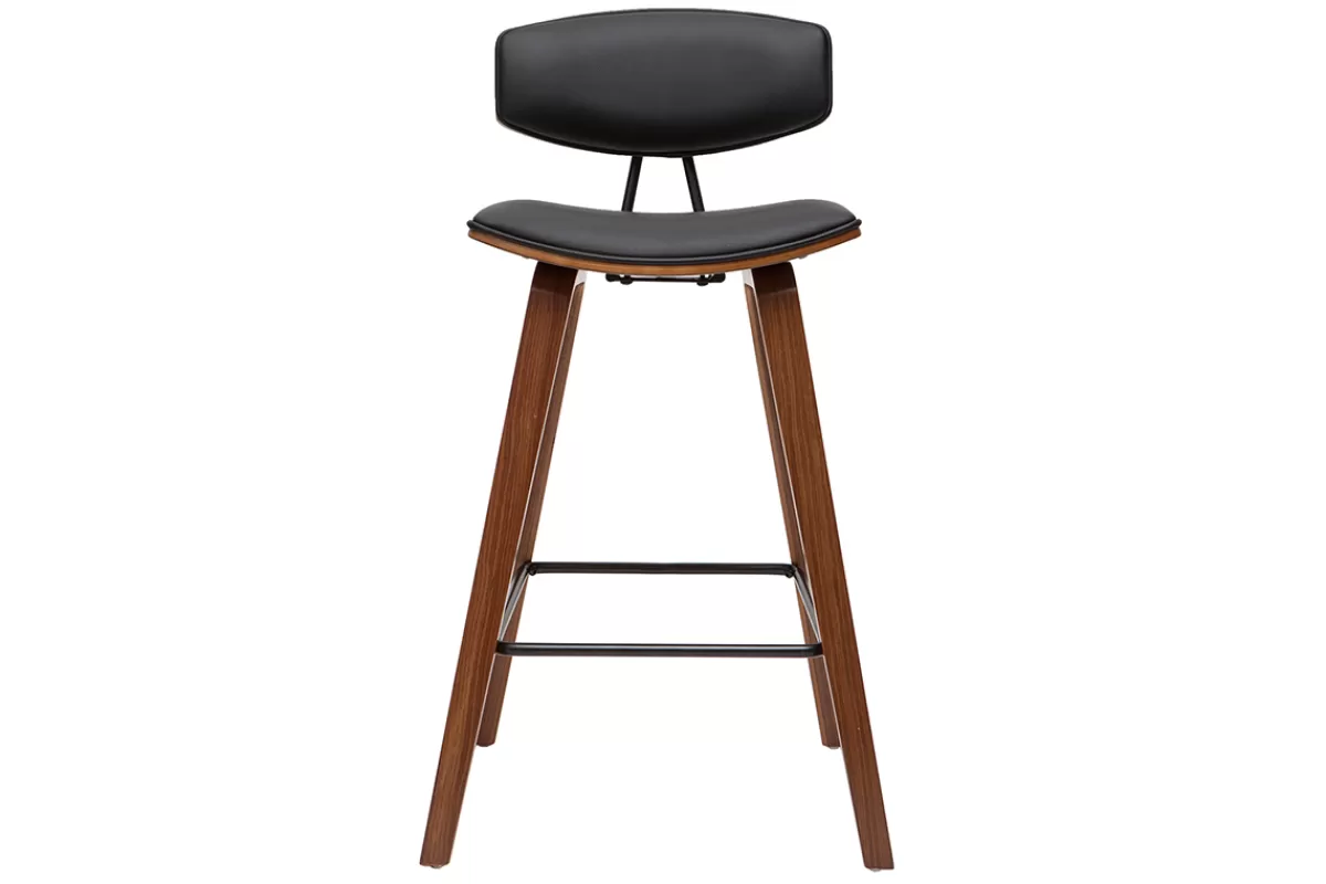 Miliboo Tabourets de bar design noir et bois foncé H69 cm (lot de 2) VASCO