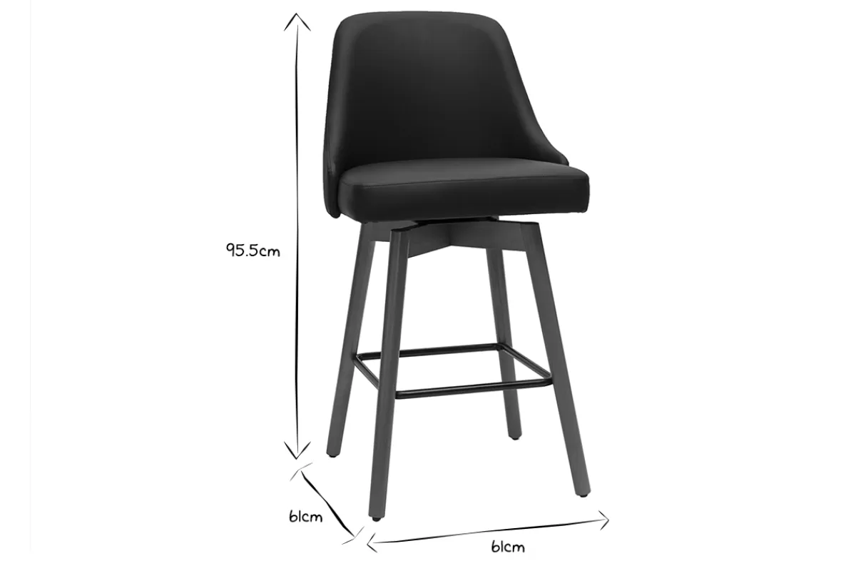 Miliboo Tabourets de bar design noir et noyer H65 (lot de 2) HASTA