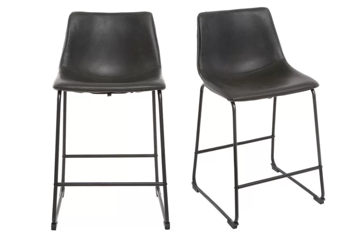 Miliboo Tabourets de bar design noir H61 cm (lot de 2) NEW ROCK