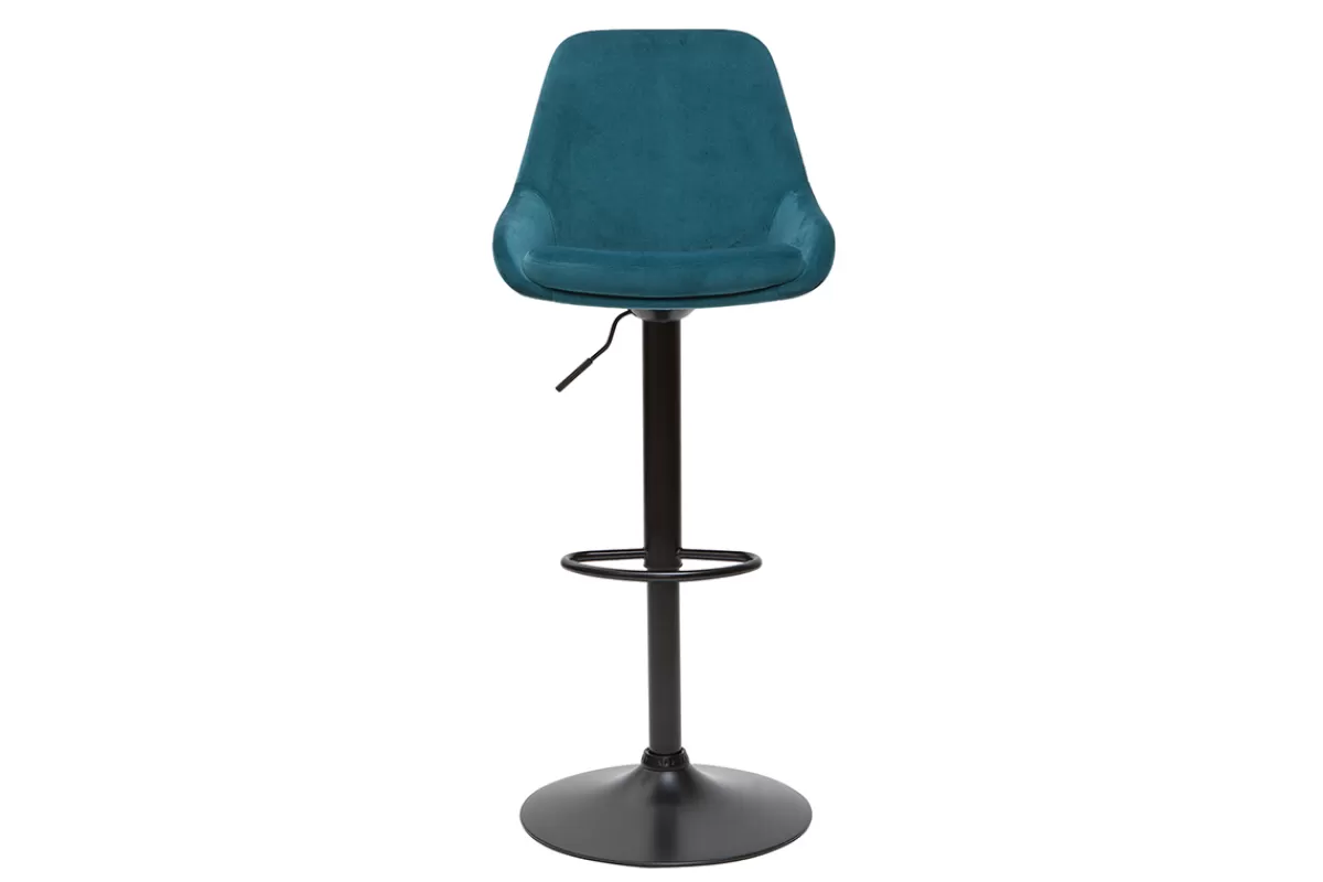 Miliboo Tabourets de bar design réglables velours bleu pétrole (lot de 2) HOLO