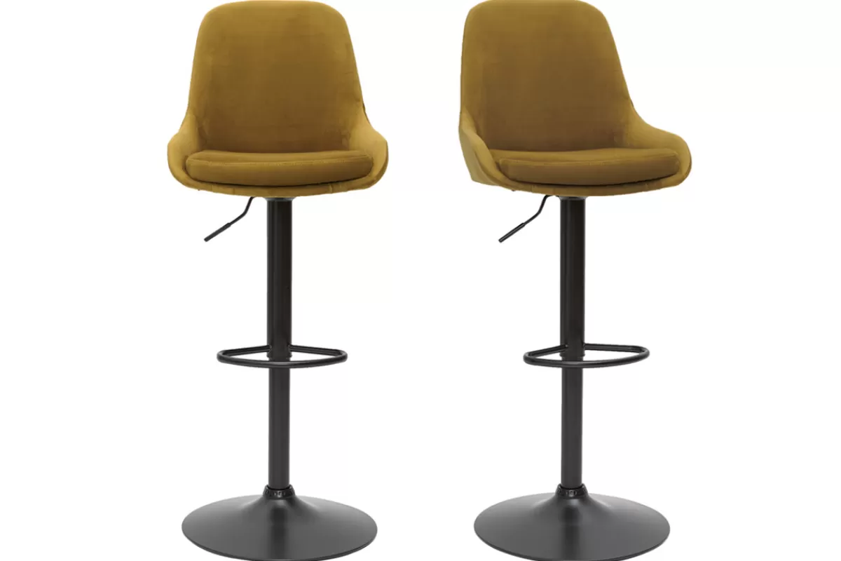 Miliboo Tabourets de bar design réglables velours bronze (lot de 2) HOLO
