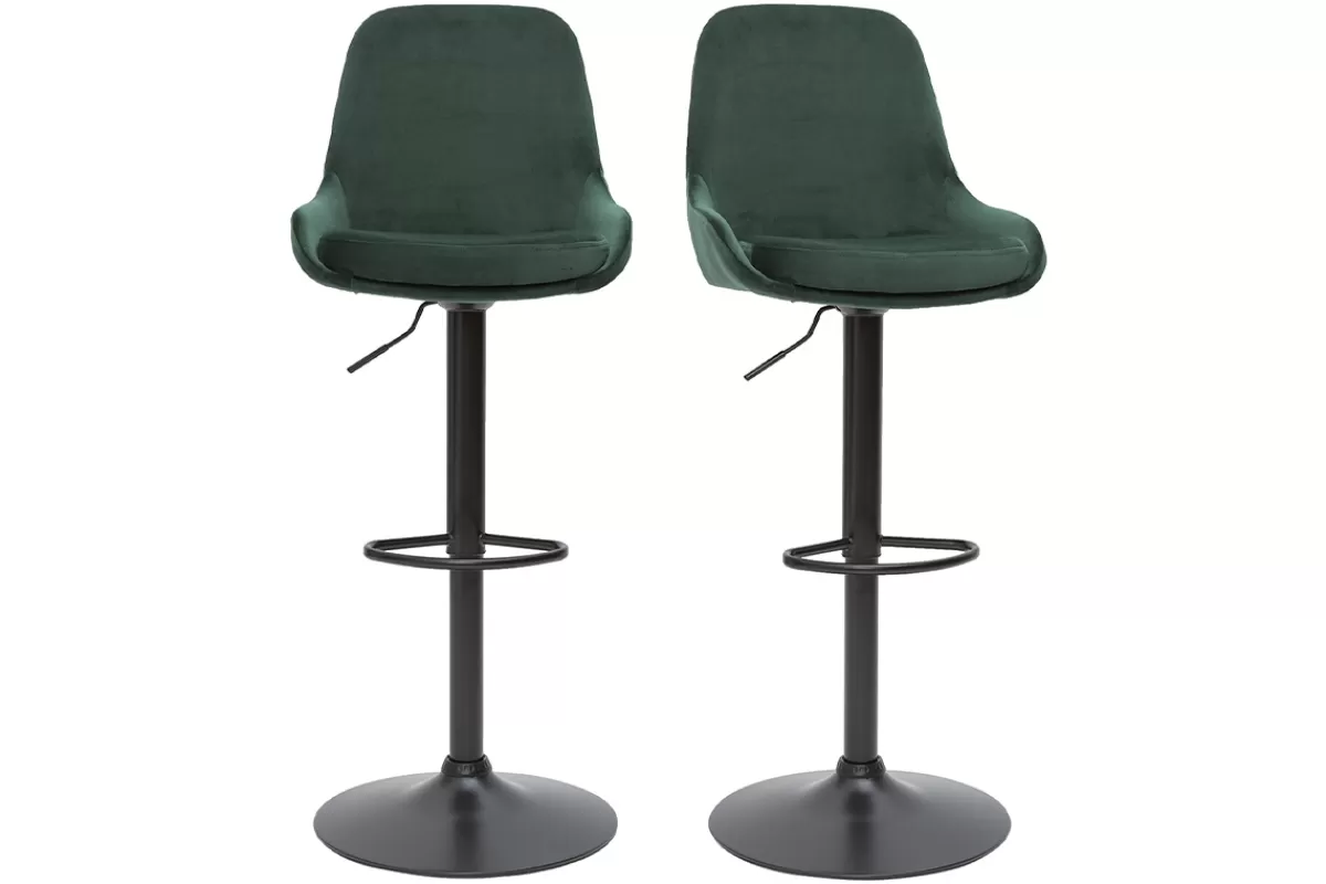 Miliboo Tabourets de bar design réglables velours vert (lot de 2) HOLO