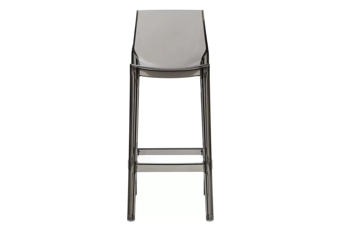Miliboo Tabourets de bar design transparents gris intérieur - extérieur H75 cm (lot de 2) YLAK