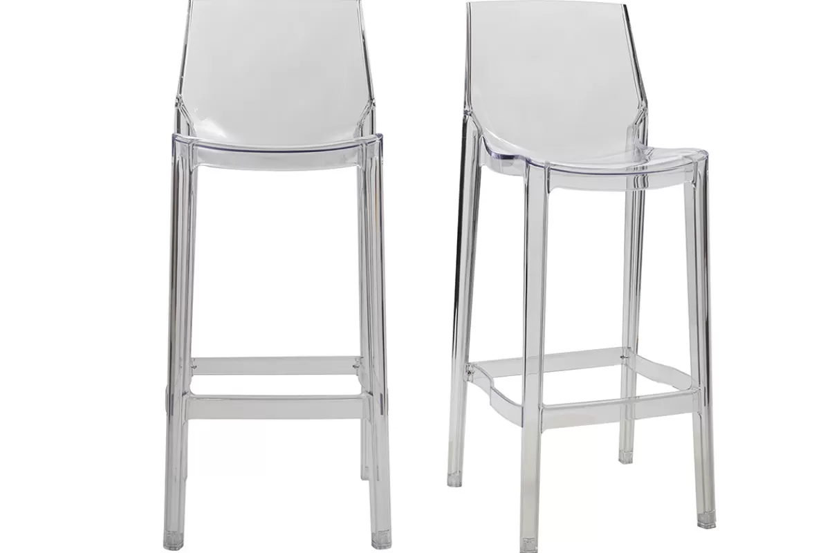 Miliboo Tabourets de bar design transparents intérieur - extérieur H75 cm (lot de 2) YLAK