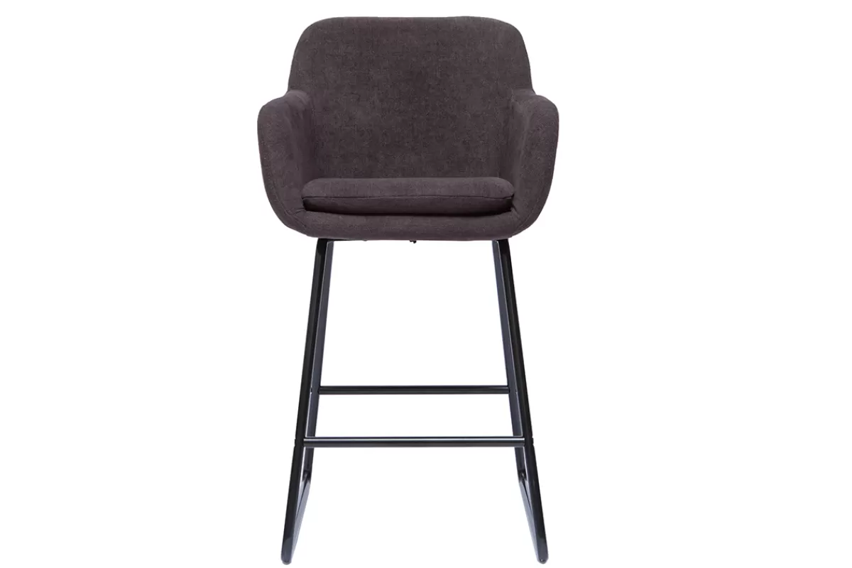 Miliboo Tabourets de bar effet velours gris foncé H65 cm (lot de 2) AMIKA