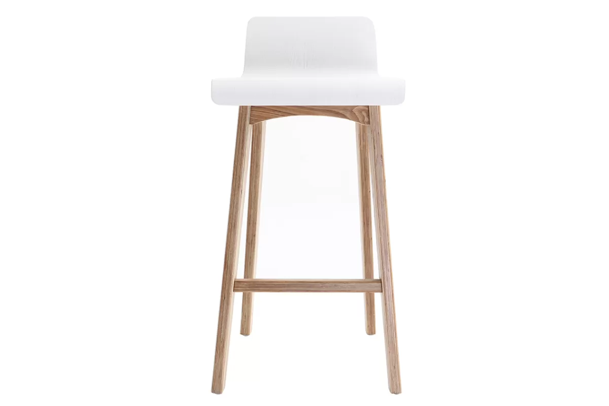 Miliboo Tabourets de bar scandinaves bois clair et blanc H65 cm (lot de 2) BALTIK