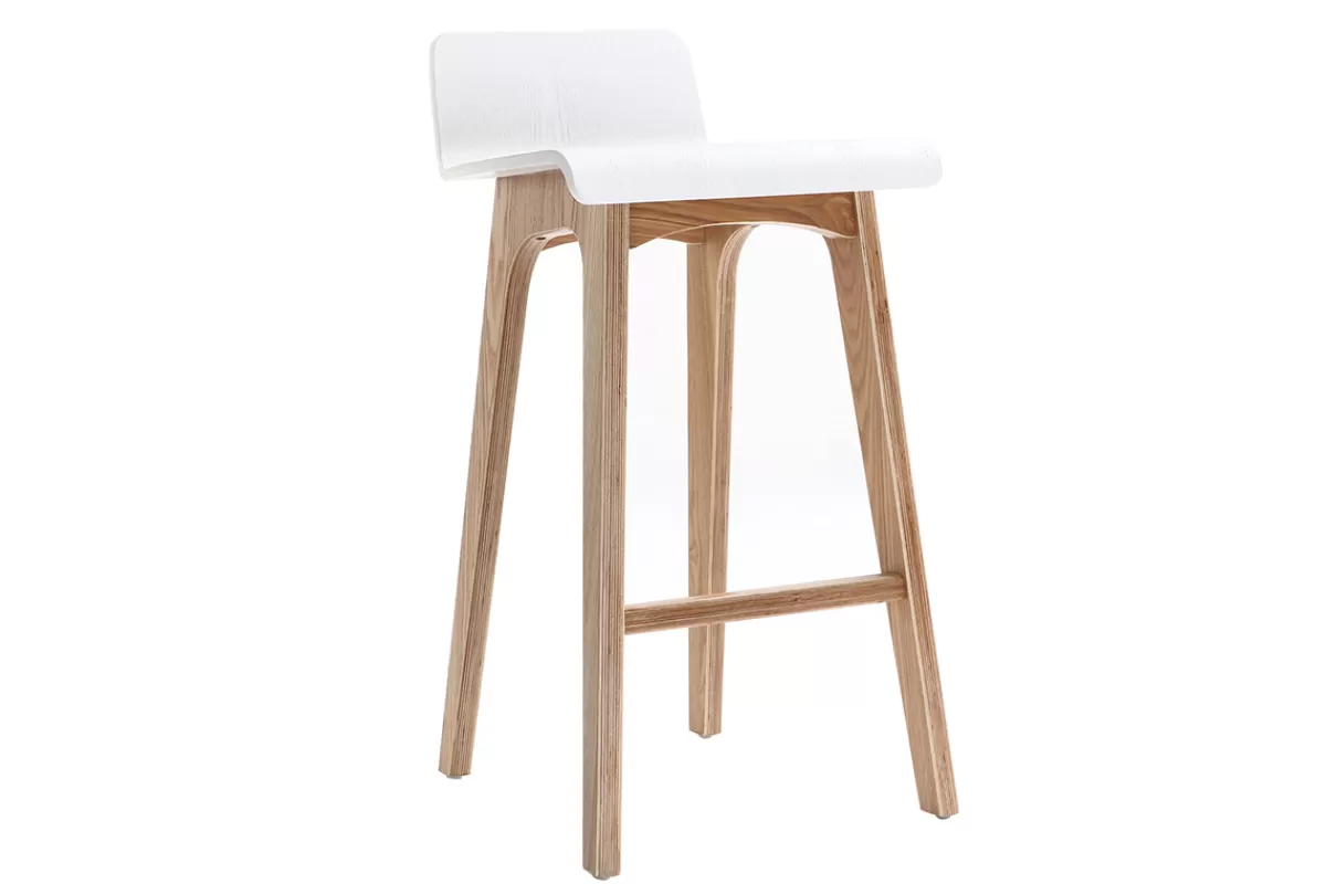 Miliboo Tabourets de bar scandinaves bois clair et blanc H65 cm (lot de 2) BALTIK