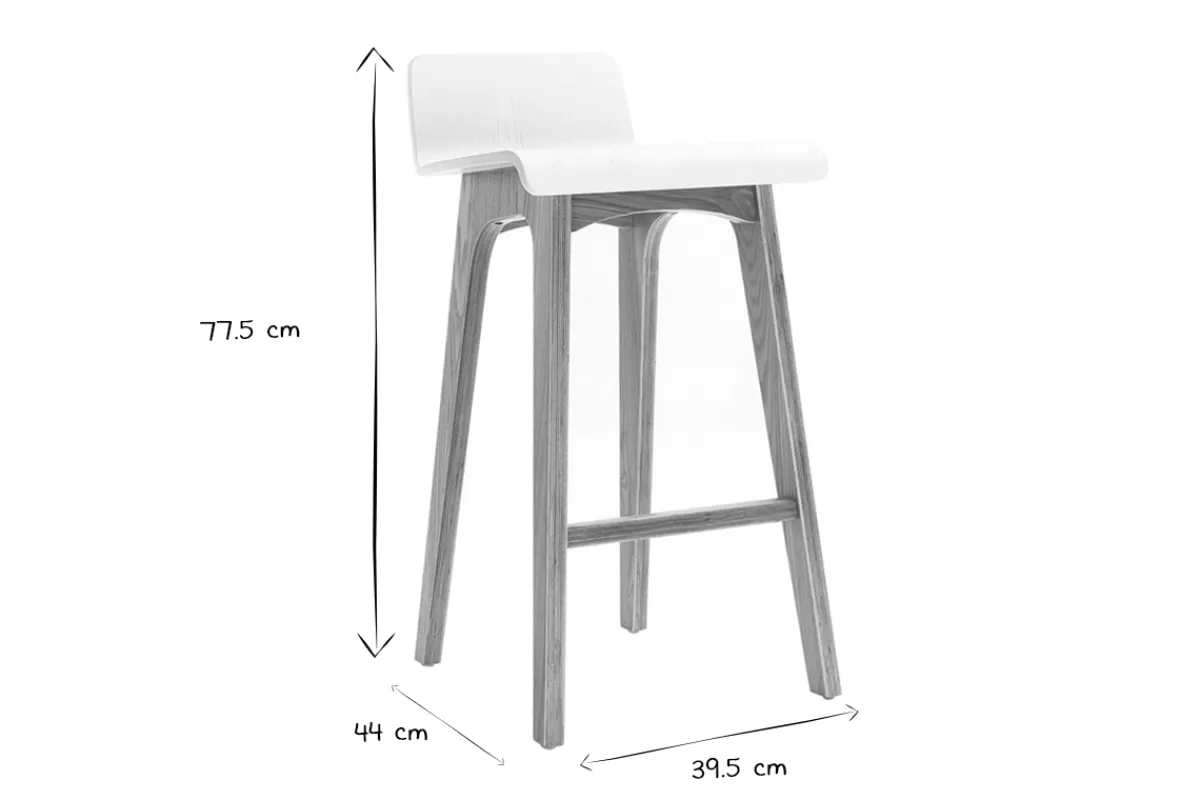 Miliboo Tabourets de bar scandinaves bois clair et blanc H65 cm (lot de 2) BALTIK