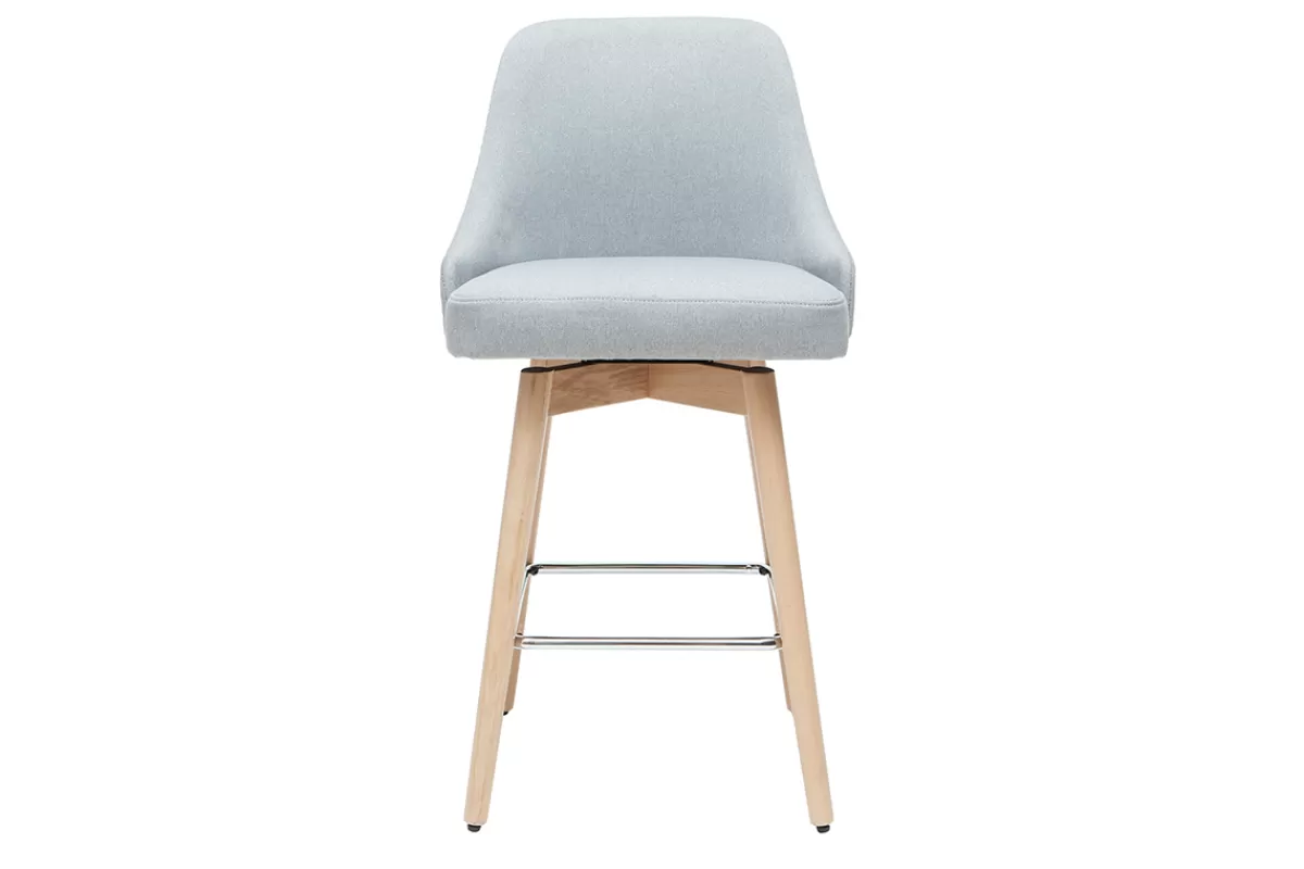 Miliboo Tabourets de bar scandinaves en tissu gris clair et bois hêtre massif H65 cm (lot de 2) HASTA