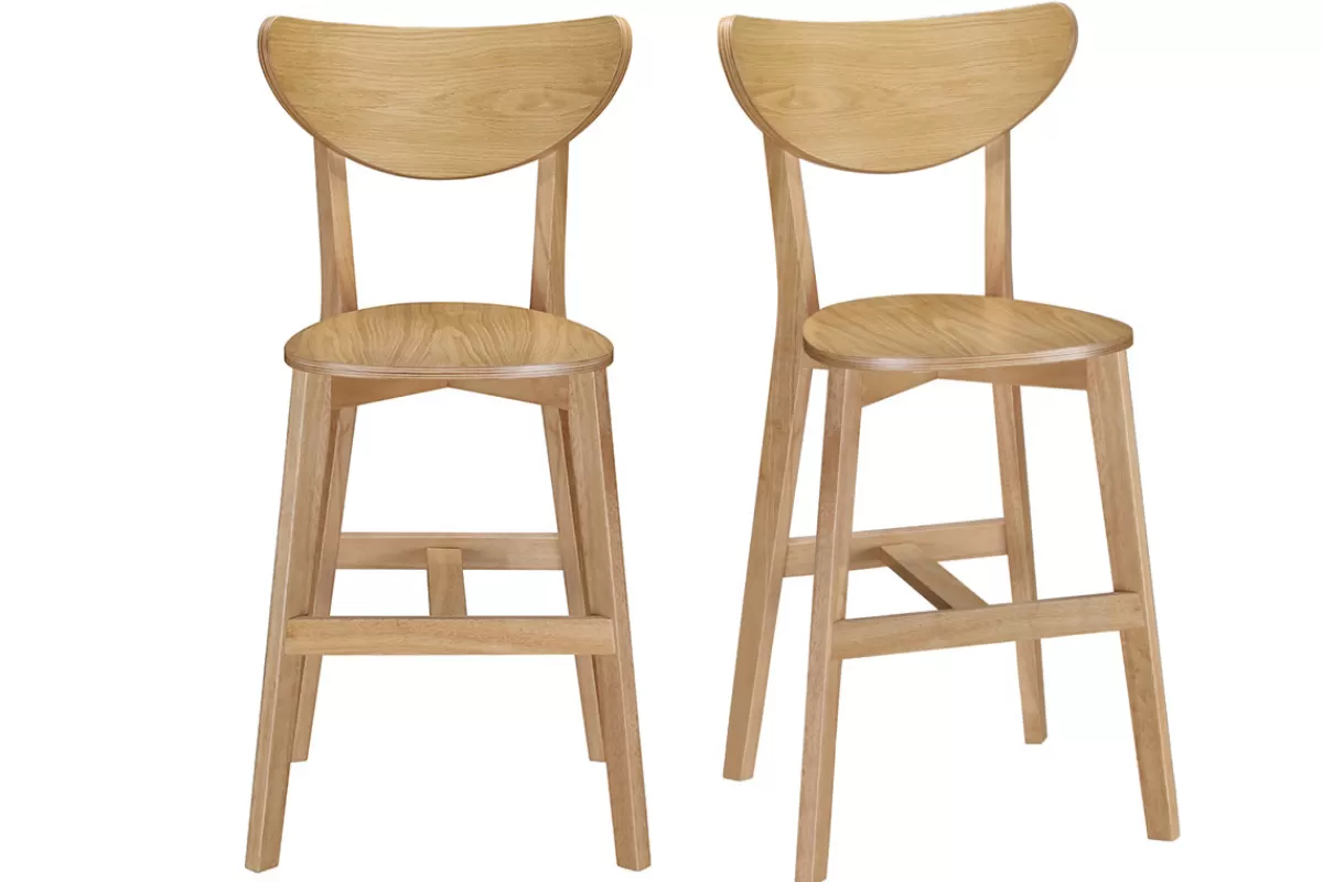 Miliboo Tabourets de bar scandinaves finition chêne H65 cm (lot de 2) LEENA