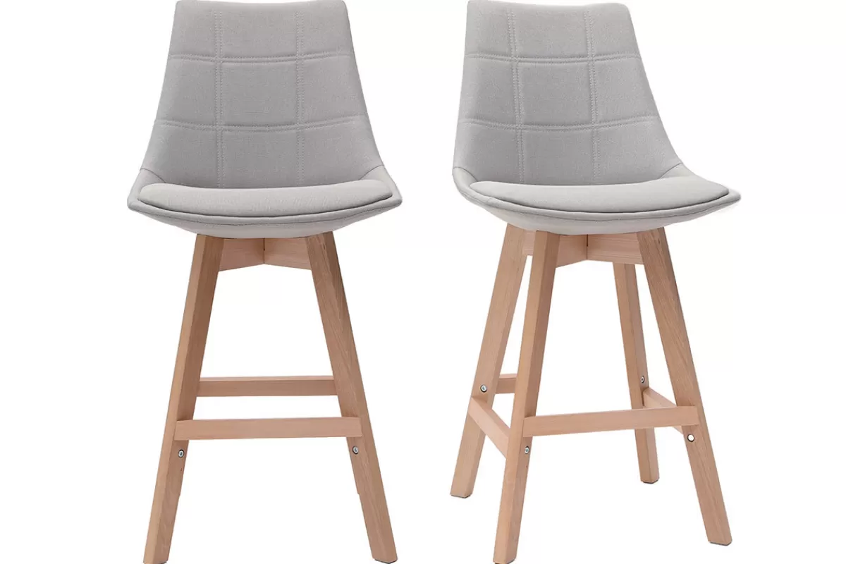 Miliboo Tabourets de bar scandinaves gris clair 65 cm (lot de 2) MATILDE