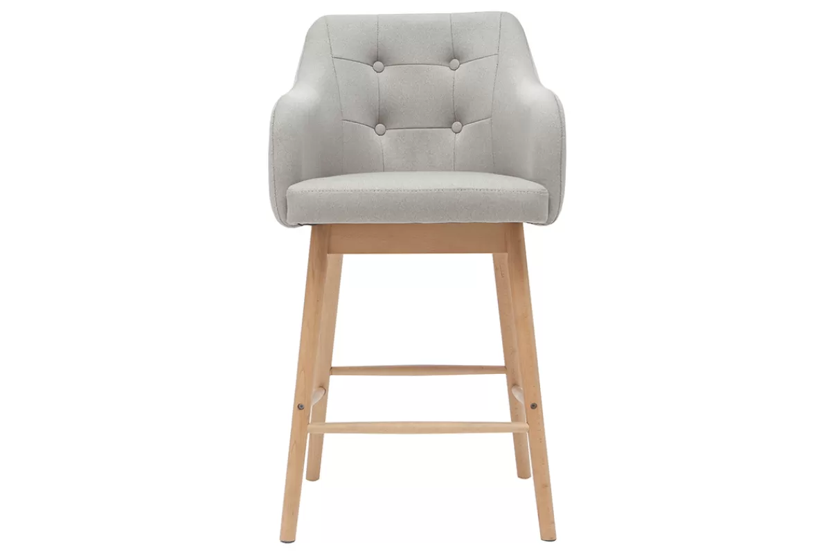 Miliboo Tabourets de bar scandinaves gris clair et bois H65 cm (lot de 2) BALTIK