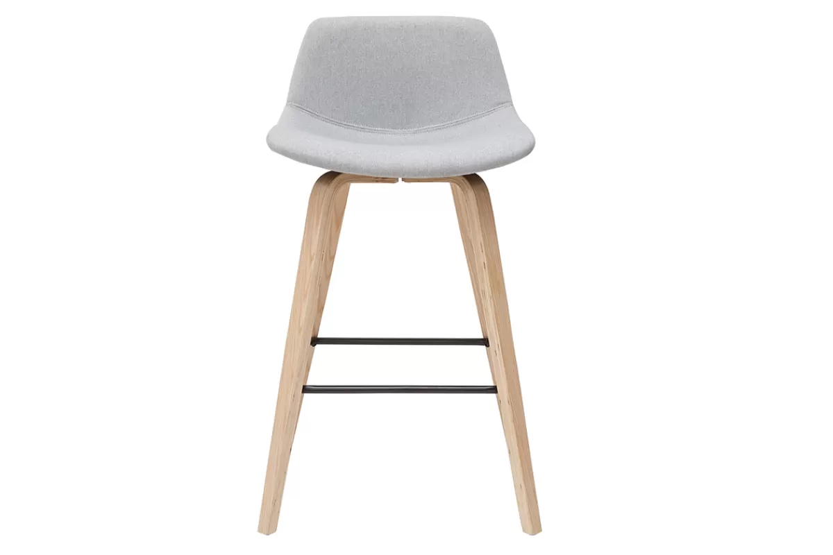 Miliboo Tabourets de bar scandinaves gris clair et bois H65 cm (lot de 2) NONIE