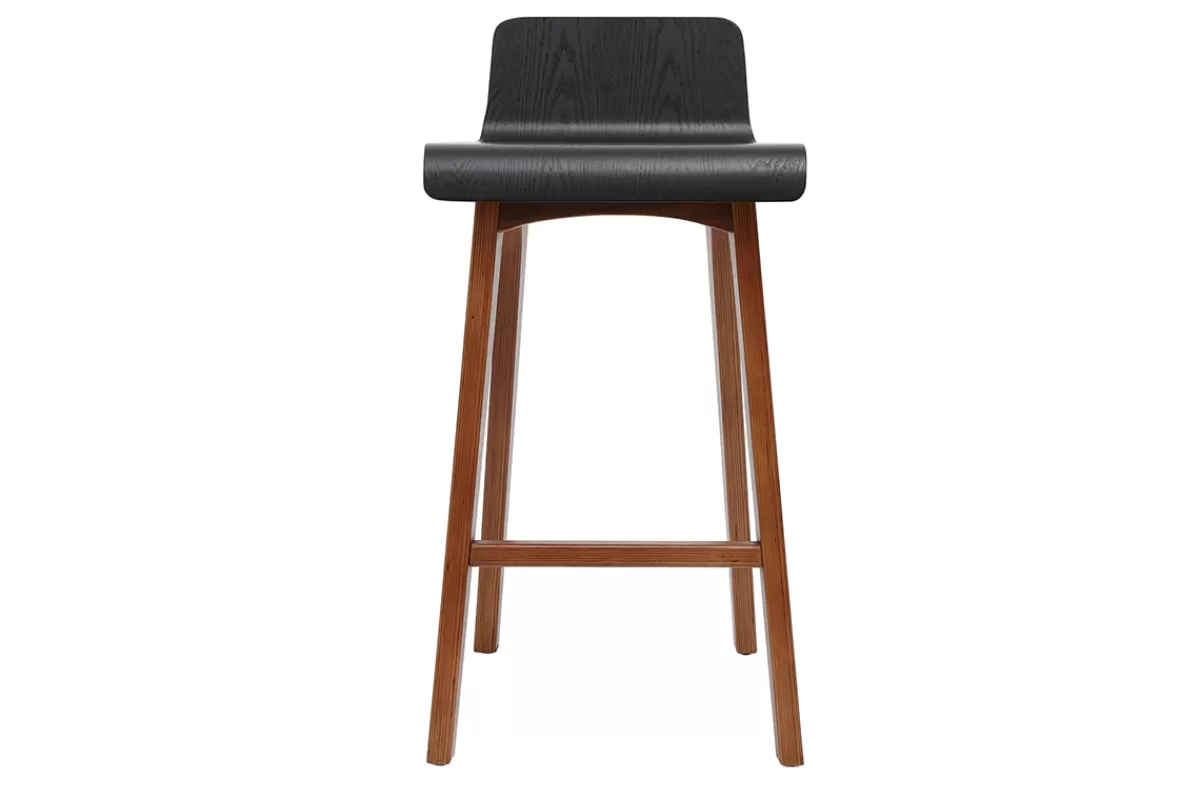 Miliboo Tabourets de bar scandinaves noyer et noir H65 cm (lot de 2) BALTIK