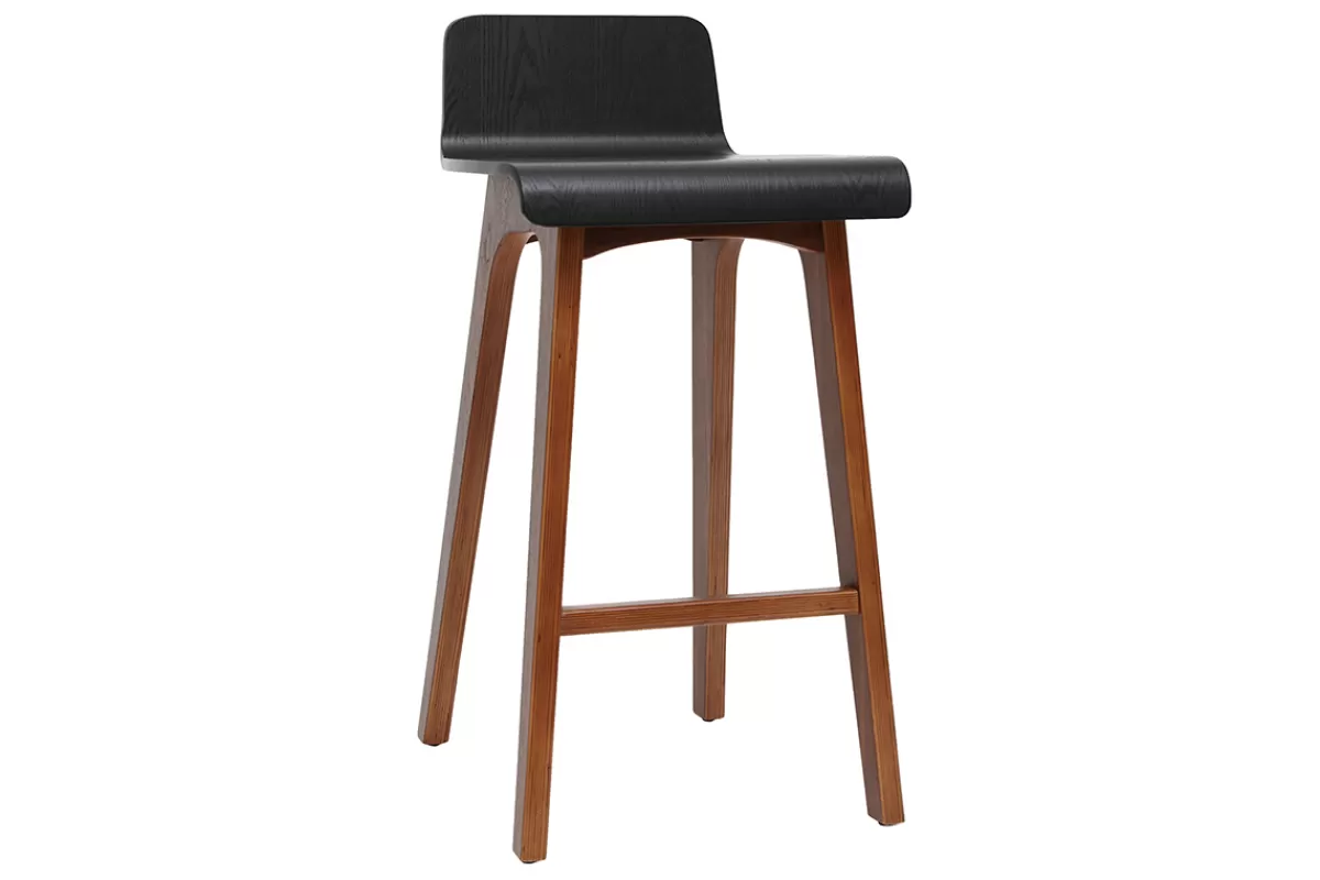 Miliboo Tabourets de bar scandinaves noyer et noir H65 cm (lot de 2) BALTIK
