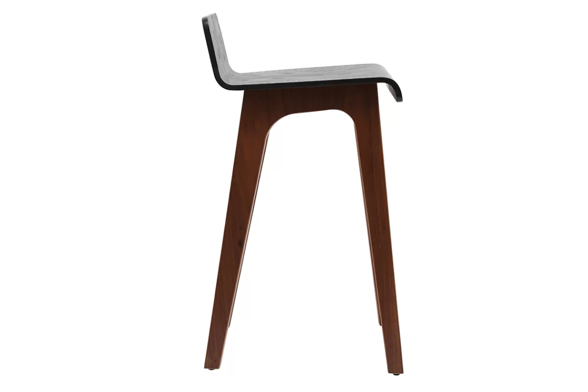 Miliboo Tabourets de bar scandinaves noyer et noir H65 cm (lot de 2) BALTIK