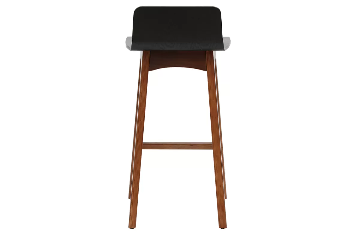 Miliboo Tabourets de bar scandinaves noyer et noir H65 cm (lot de 2) BALTIK