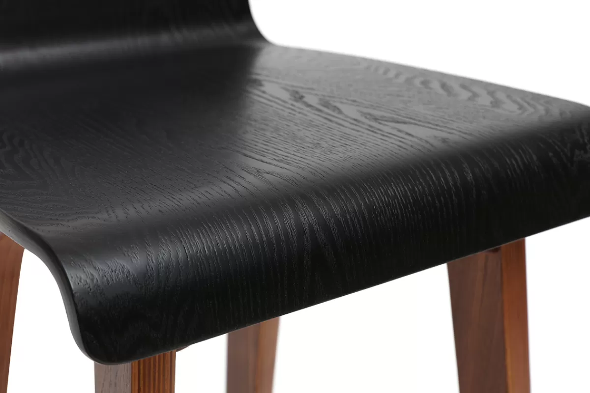 Miliboo Tabourets de bar scandinaves noyer et noir H65 cm (lot de 2) BALTIK