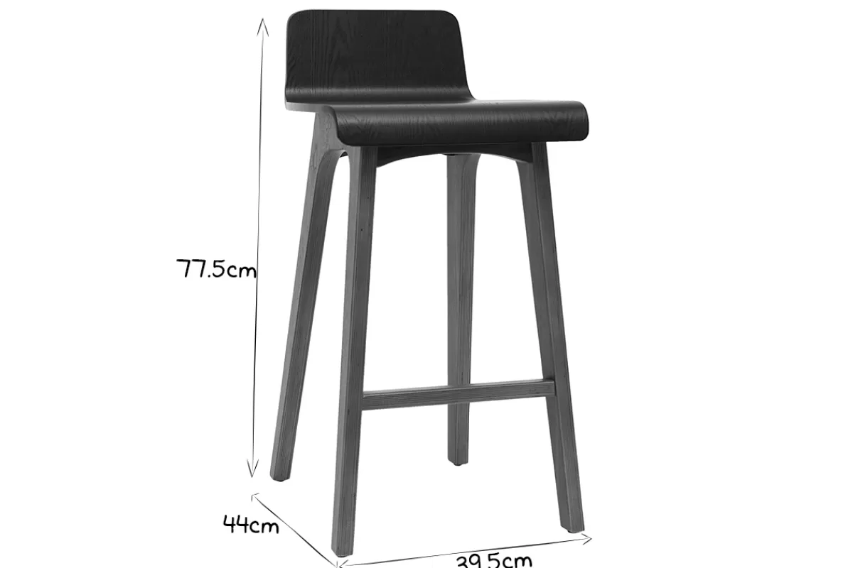 Miliboo Tabourets de bar scandinaves noyer et noir H65 cm (lot de 2) BALTIK